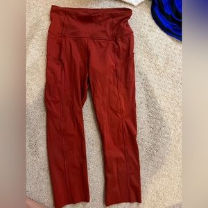Burnt Orange Lulu Fast and Free Cropped Leggings